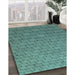 Patterned Deep-Sea Green Rug in Family Room, pat2194lblu