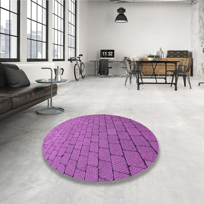 Round Patterned Dark Orchid Purple Rug in a Office, pat2194pur