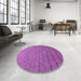 Round Patterned Dark Orchid Purple Rug in a Office, pat2194pur