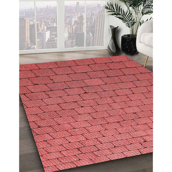 Machine Washable Transitional Red Rug in a Family Room, wshpat2194rd