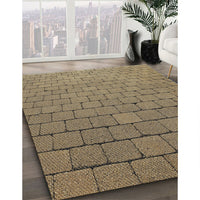 Patterned Brownish Green Novelty Rug, pat2194