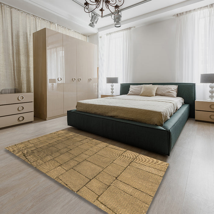 Patterned Oak Brown Rug in a Bedroom, pat2195brn