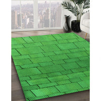 Patterned Lime Green Rug, pat2195grn