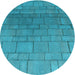 Square Machine Washable Transitional Bright Turquoise Blue Rug in a Living Room, wshpat2195lblu