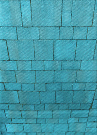 Machine Washable Transitional Bright Turquoise Blue Rug, wshpat2195lblu