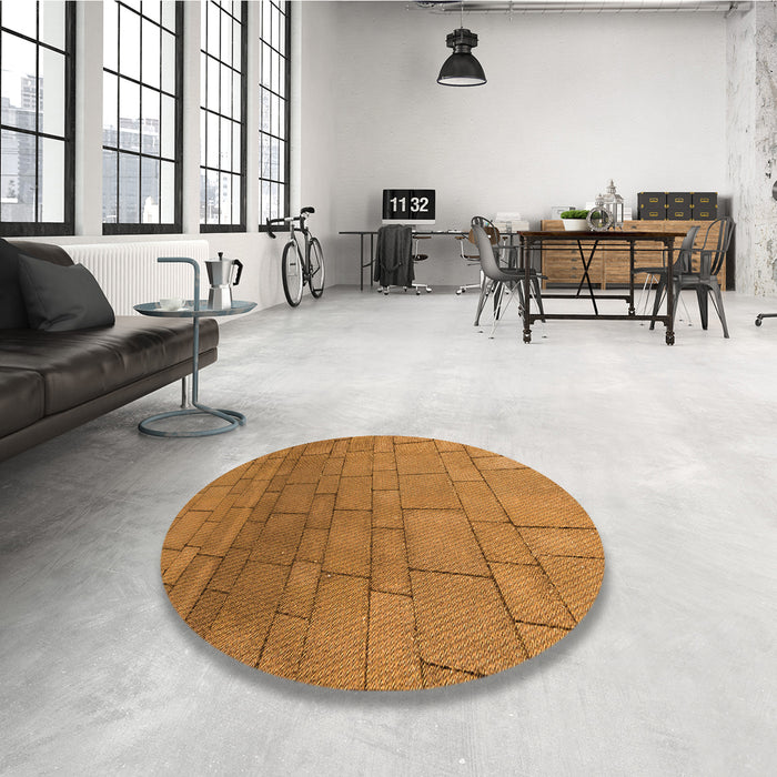 Round Patterned Mahogany Brown Rug in a Office, pat2195org