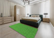 Patterned Green Rug in a Bedroom, pat2196grn