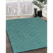 Patterned Macaw Blue Green Rug in Family Room, pat2196lblu