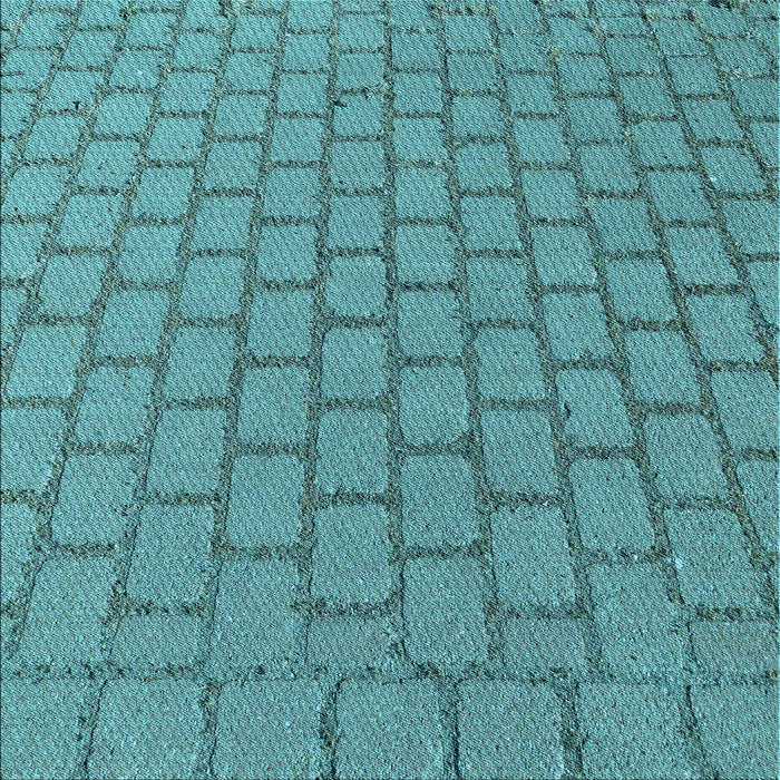 Round Patterned Turquoise Green Rug, pat2197lblu