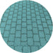 Square Patterned Turquoise Green Rug, pat2197lblu