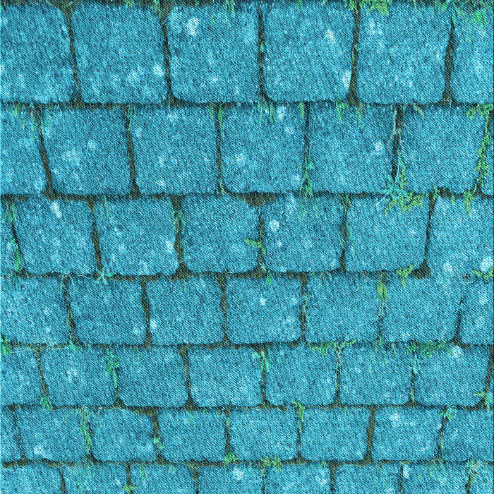 Machine Washable Transitional Bright Turquoise Blue Rug, wshpat2198lblu