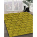 Patterned Dark Yellow Green Rug in Family Room, pat2198yw