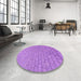 Round Patterned Violet Purple Rug in a Office, pat2199pur