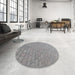 Round Patterned Silver Gray Novelty Rug in a Office, pat2199