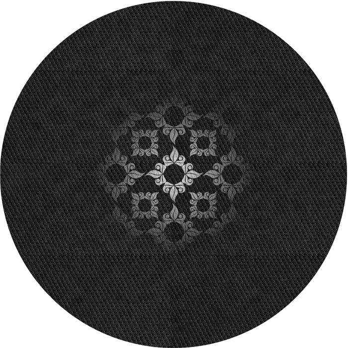 Square Machine Washable Transitional Black Rug, wshpat219