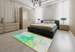 Patterned Mint Green Novelty Rug in a Bedroom, pat21