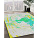 Patterned Mint Green Novelty Rug in Family Room, pat21