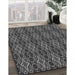 Patterned Charcoal Black Rug in Family Room, pat220gry