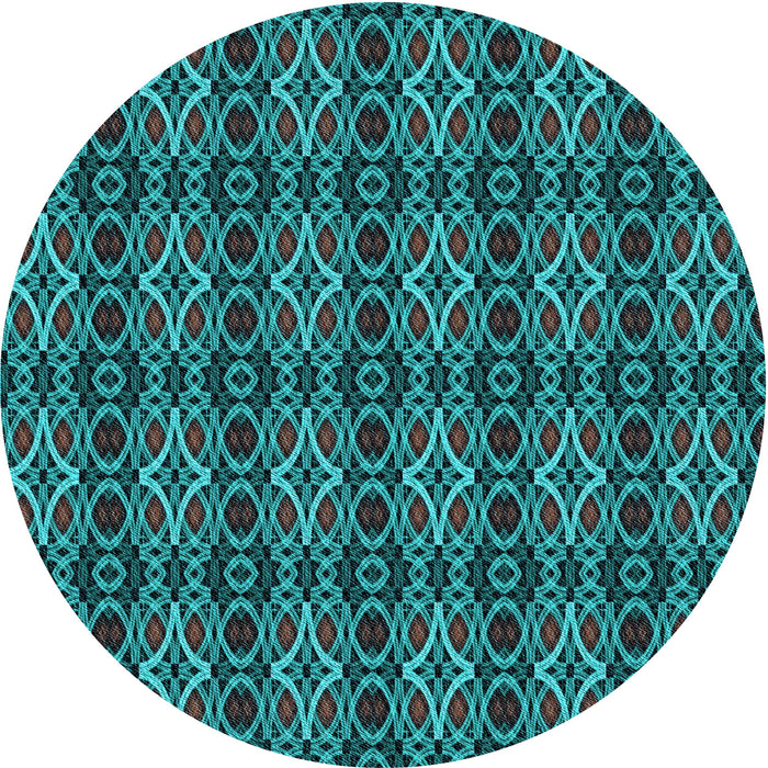 Square Patterned Dark Turquoise Green Rug, pat220lblu