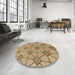 Round Patterned Light Brown Rug in a Office, pat2200brn