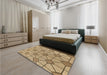 Patterned Light Brown Rug in a Bedroom, pat2200brn