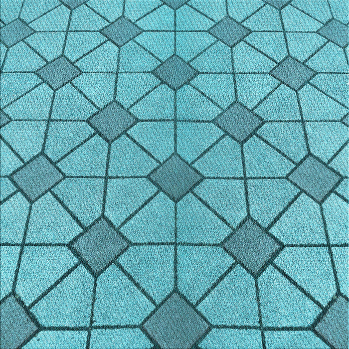 Round Patterned Bright Turquoise Blue Rug, pat2200lblu