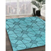 Machine Washable Transitional Bright Turquoise Blue Rug in a Family Room, wshpat2200lblu