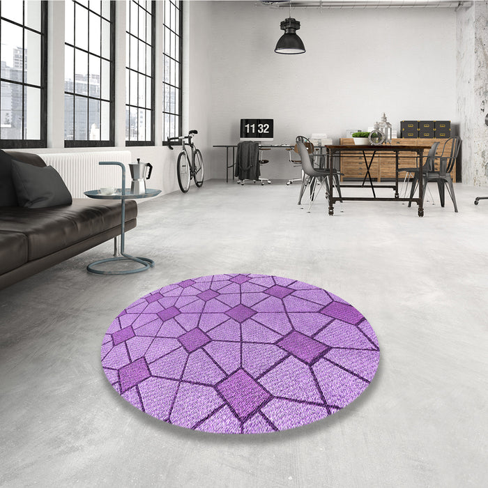 Round Patterned Violet Purple Rug in a Office, pat2200pur