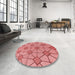 Round Patterned Light Coral Pink Rug in a Office, pat2200rd