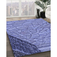 Patterned Denim Blue Rug, pat2201blu