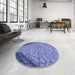 Round Patterned Denim Blue Rug in a Office, pat2201blu