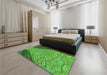 Patterned Green Rug in a Bedroom, pat2201grn