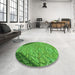 Round Patterned Green Rug in a Office, pat2201grn