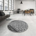 Round Patterned Gray Rug in a Office, pat2201gry