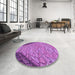 Round Patterned Purple Rug in a Office, pat2201pur