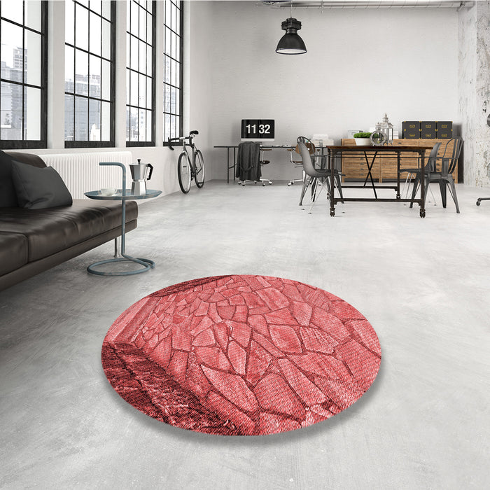 Round Patterned Red Rug in a Office, pat2201rd
