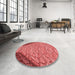 Round Patterned Red Rug in a Office, pat2201rd