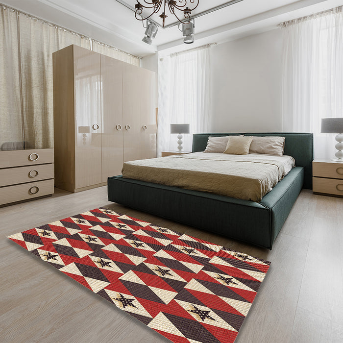 Patterned Camel Brown Rug in a Bedroom, pat2203brn