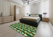 Patterned Army Green Rug in a Bedroom, pat2203grn