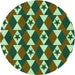 Square Patterned Army Green Rug, pat2203grn