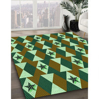 Patterned Army Green Rug, pat2203grn