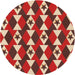 Square Patterned Tomato Red Rug, pat2203org