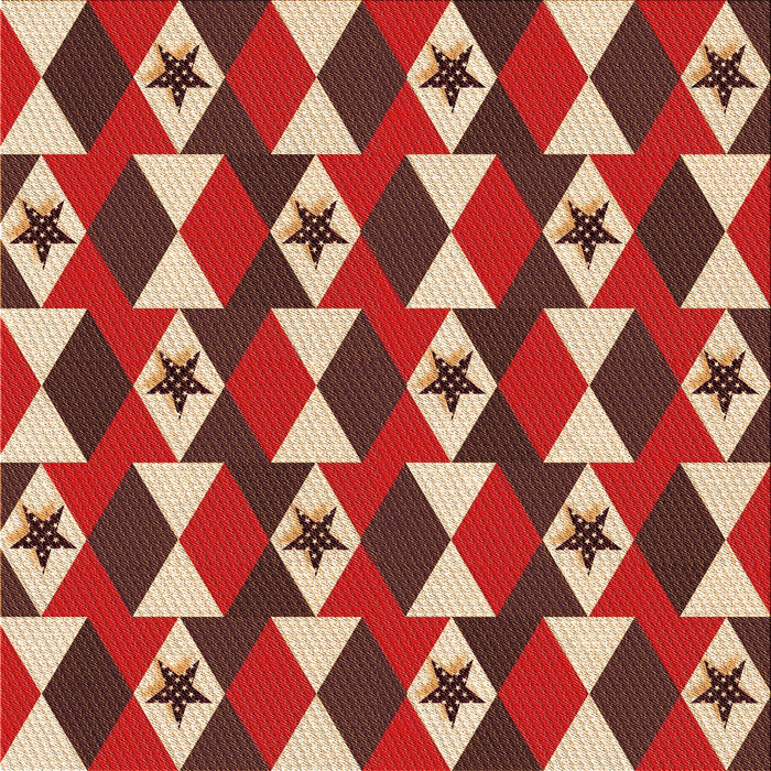 Round Patterned Tomato Red Rug, pat2203org