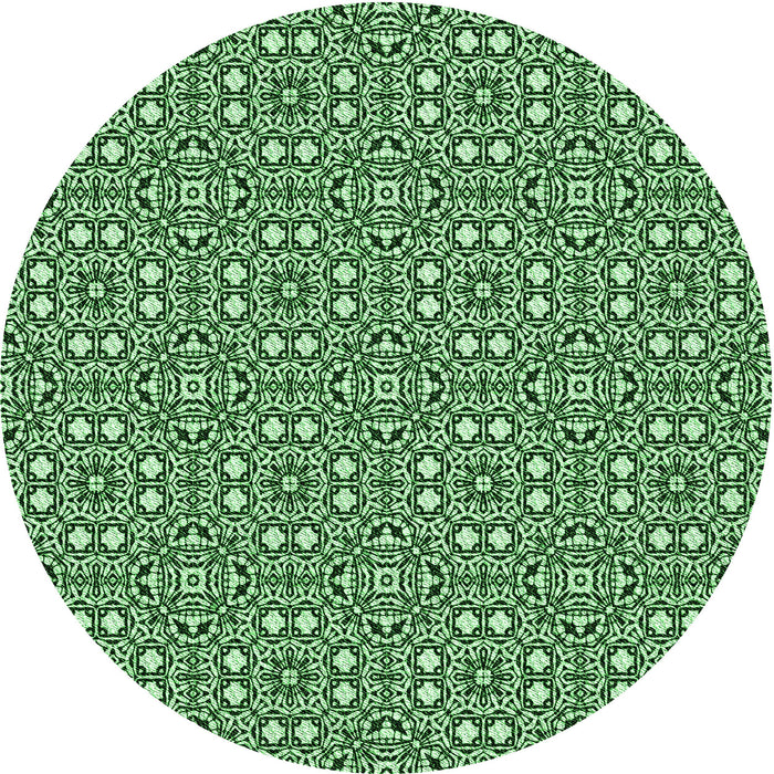 Square Machine Washable Transitional Deep Emerald Green Rug in a Living Room, wshpat2205grn