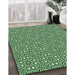 Patterned Deep Emerald Green Rug in Family Room, pat2205grn