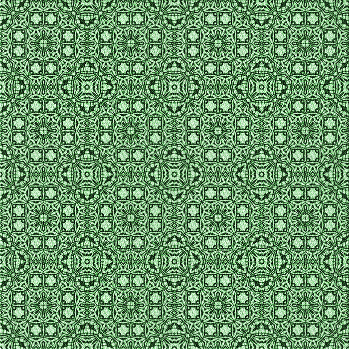 Round Patterned Deep Emerald Green Rug, pat2205grn