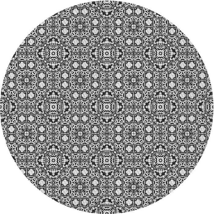 Square Patterned Dark Gray Black Rug, pat2205gry