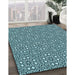 Machine Washable Transitional Medium Teal Green Rug in a Family Room, wshpat2205lblu