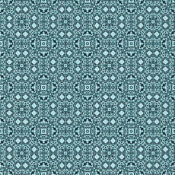 Round Patterned Medium Teal Green Rug, pat2205lblu