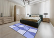 Patterned Royal Blue Rug in a Bedroom, pat2206blu